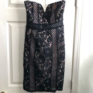 Sexy Black Cocktail Lace Strapless Dress